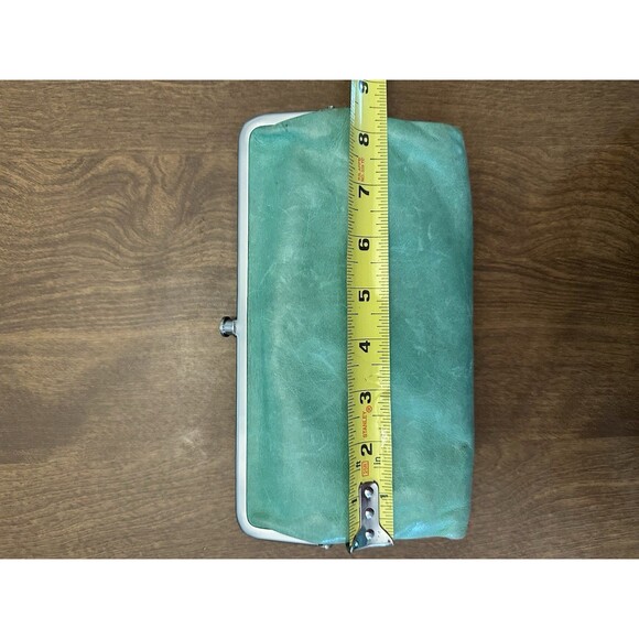 HOBO Robin Frame Green Leather Kisslock Wallet Clutch - Picture 3 of 7